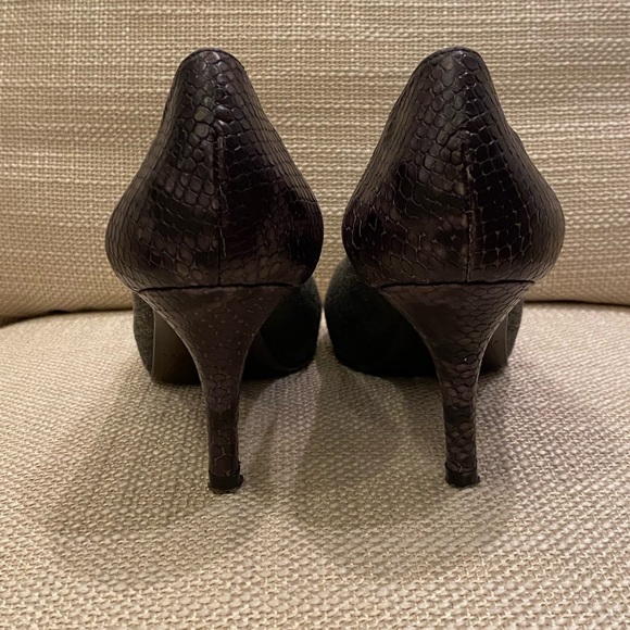 Donald J Pliner Dark Denim Open Toe W Snake Print Leather Heel / Womens Size 7N - Picture 4 of 11